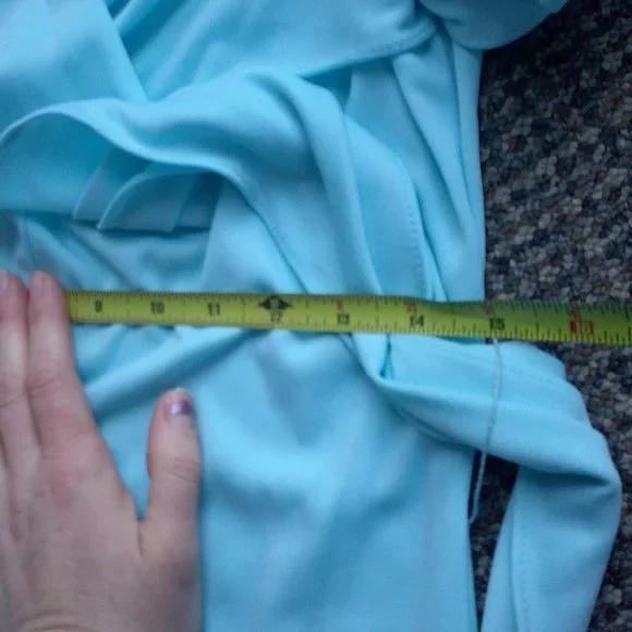 70s flutter sleeve baby blue maxi dress - Picture 6 of 7